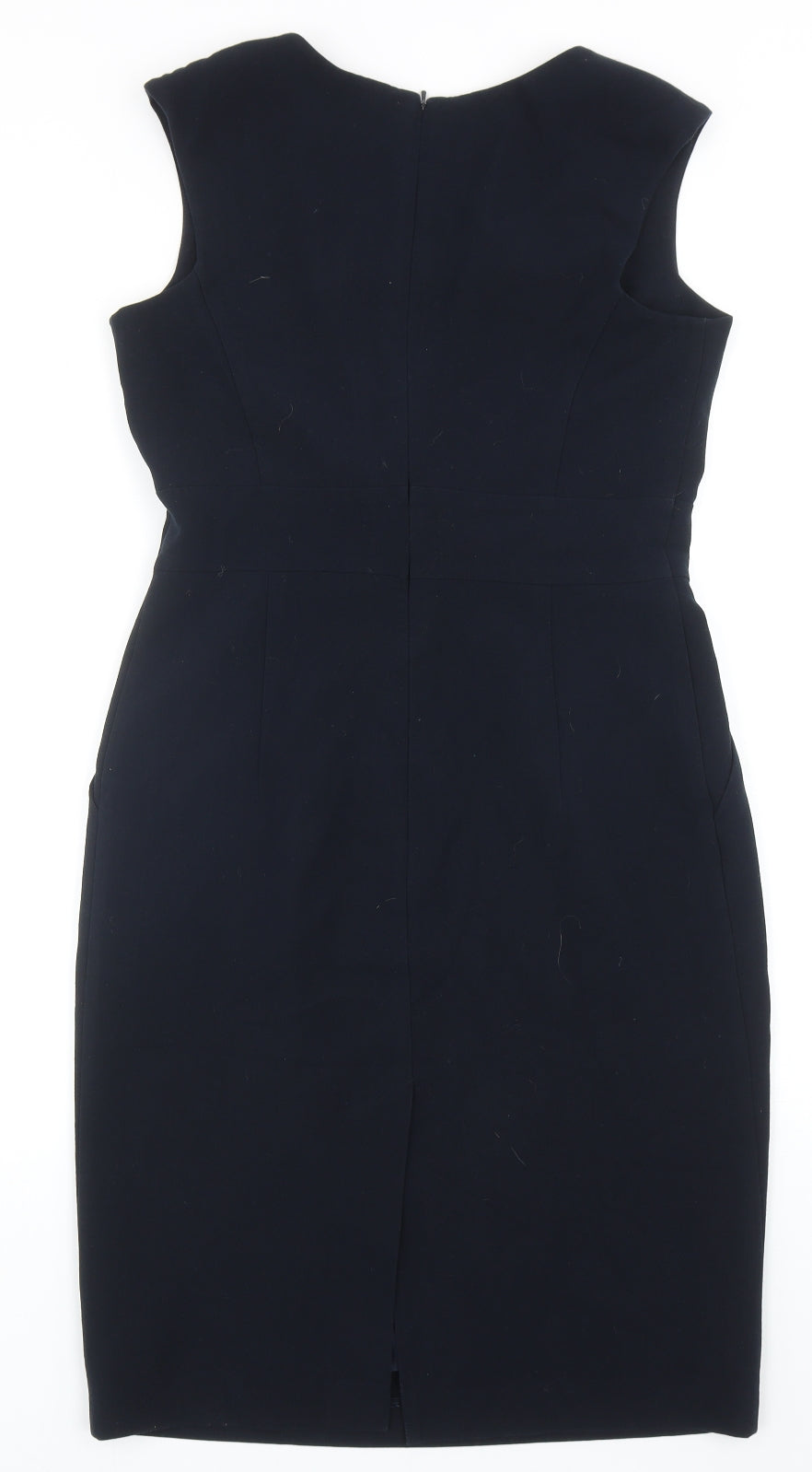 Marks and Spencer Womens Blue Polyester Pencil Dress Size 12 Scoop Neck Zip