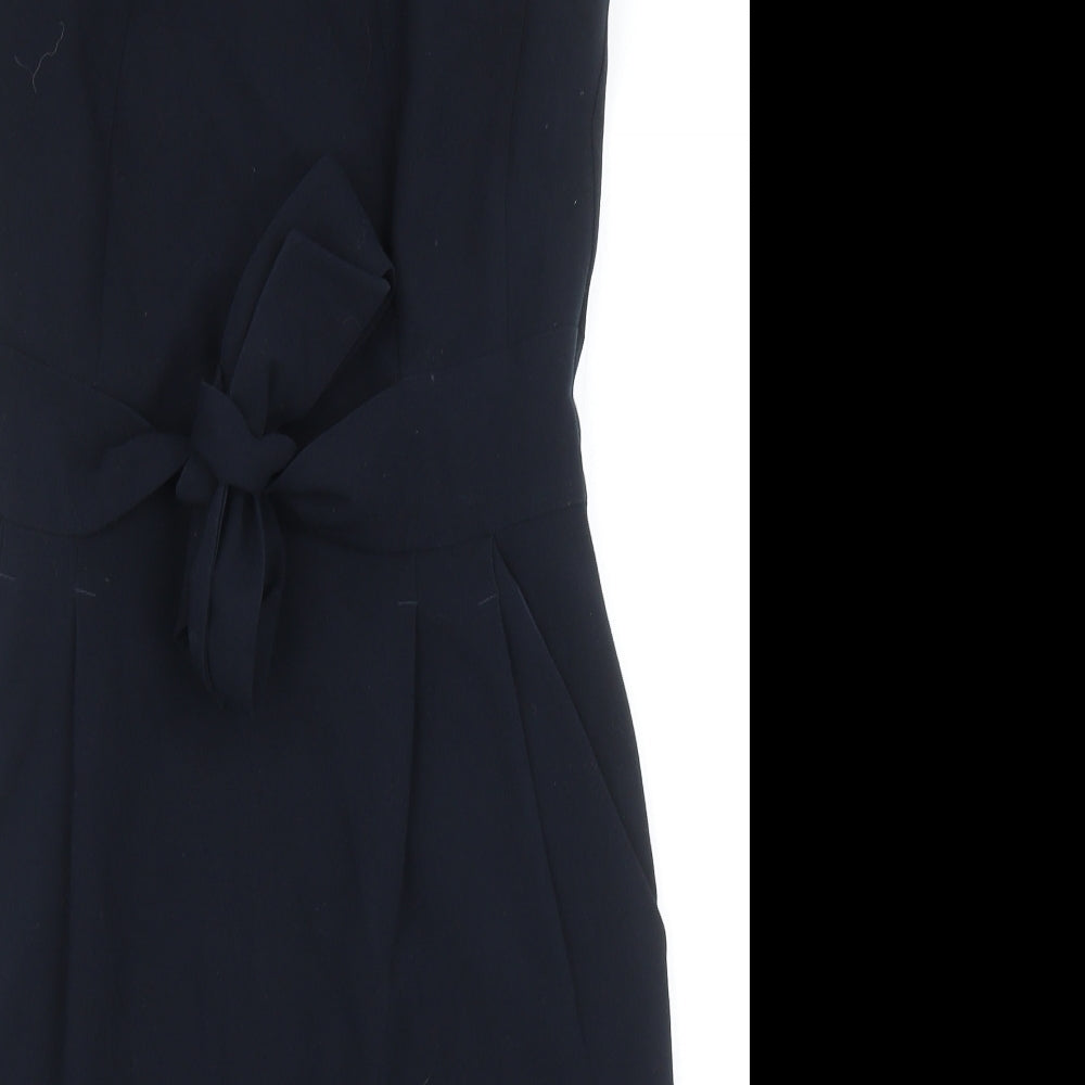 Marks and Spencer Womens Blue Polyester Pencil Dress Size 12 Scoop Neck Zip