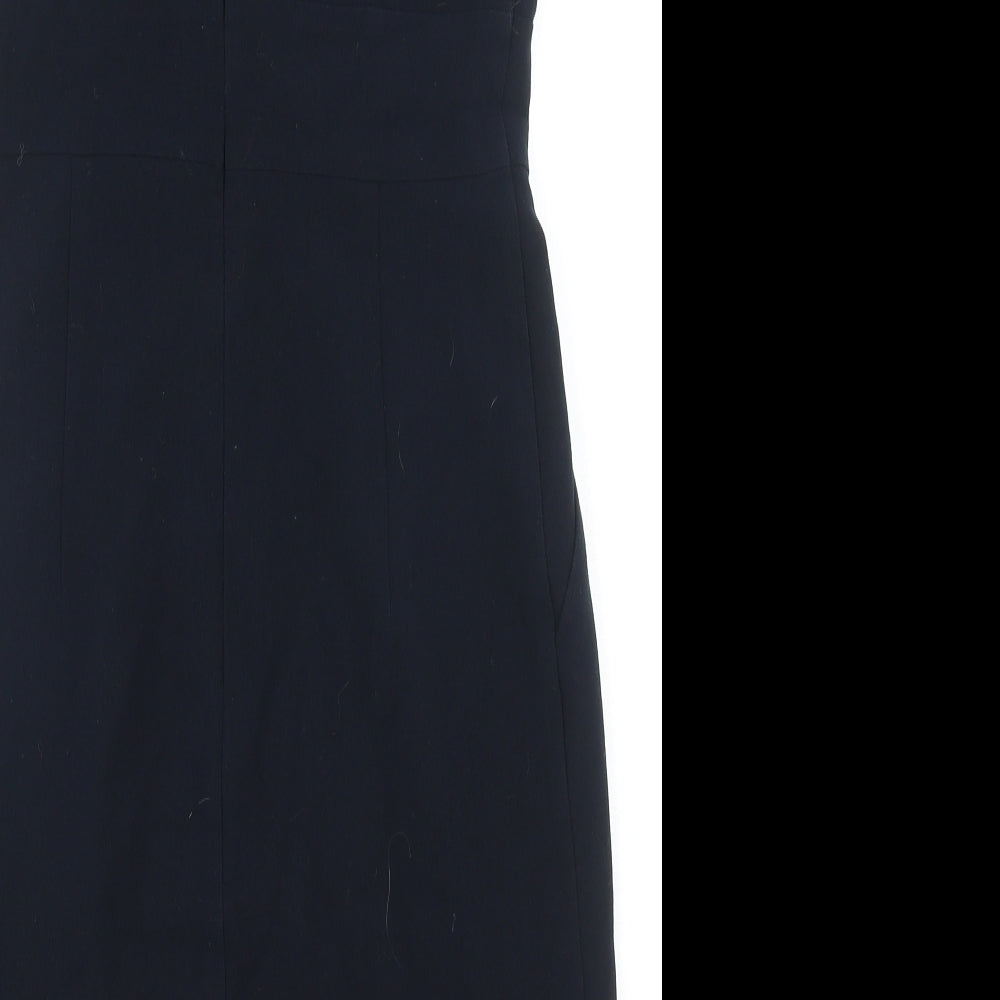 Marks and Spencer Womens Blue Polyester Pencil Dress Size 12 Scoop Neck Zip