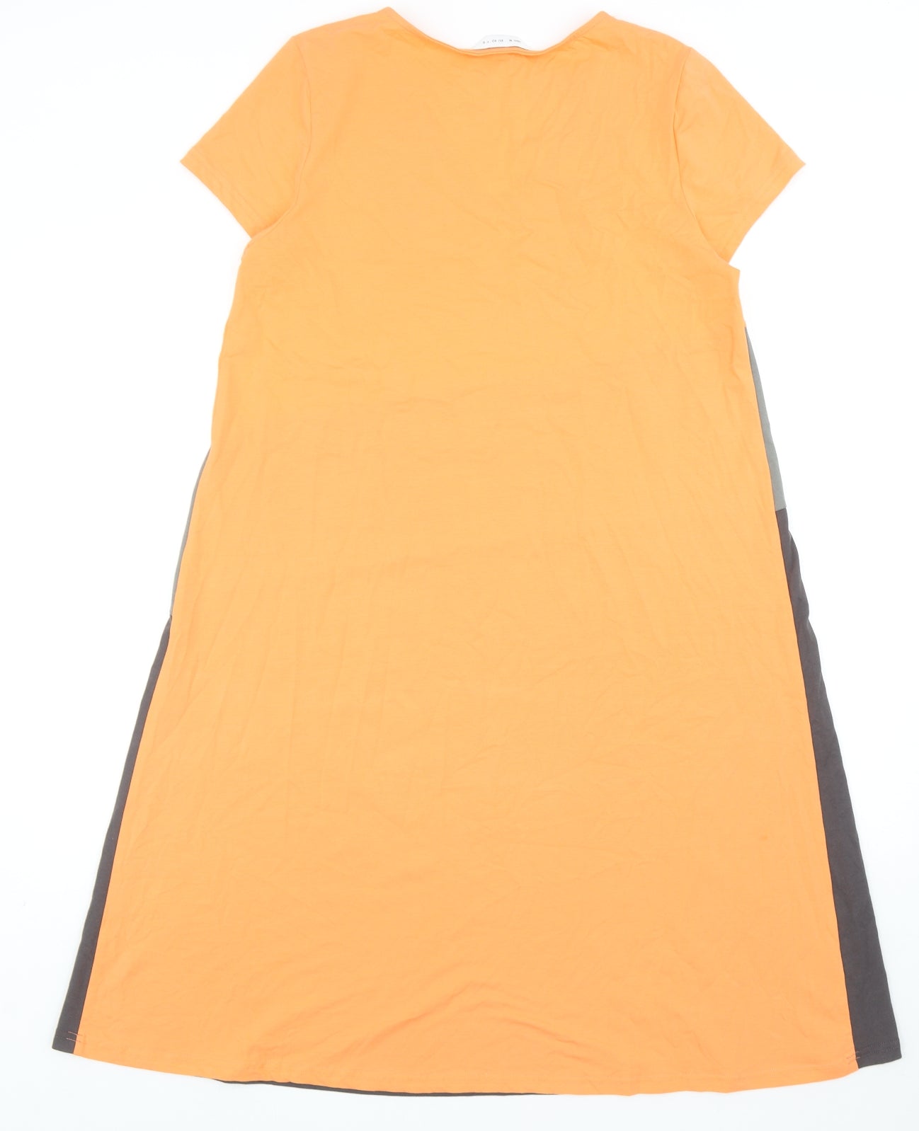 Preworn Womens Orange Colourblock Polyester Shift Size M V-Neck Pullover
