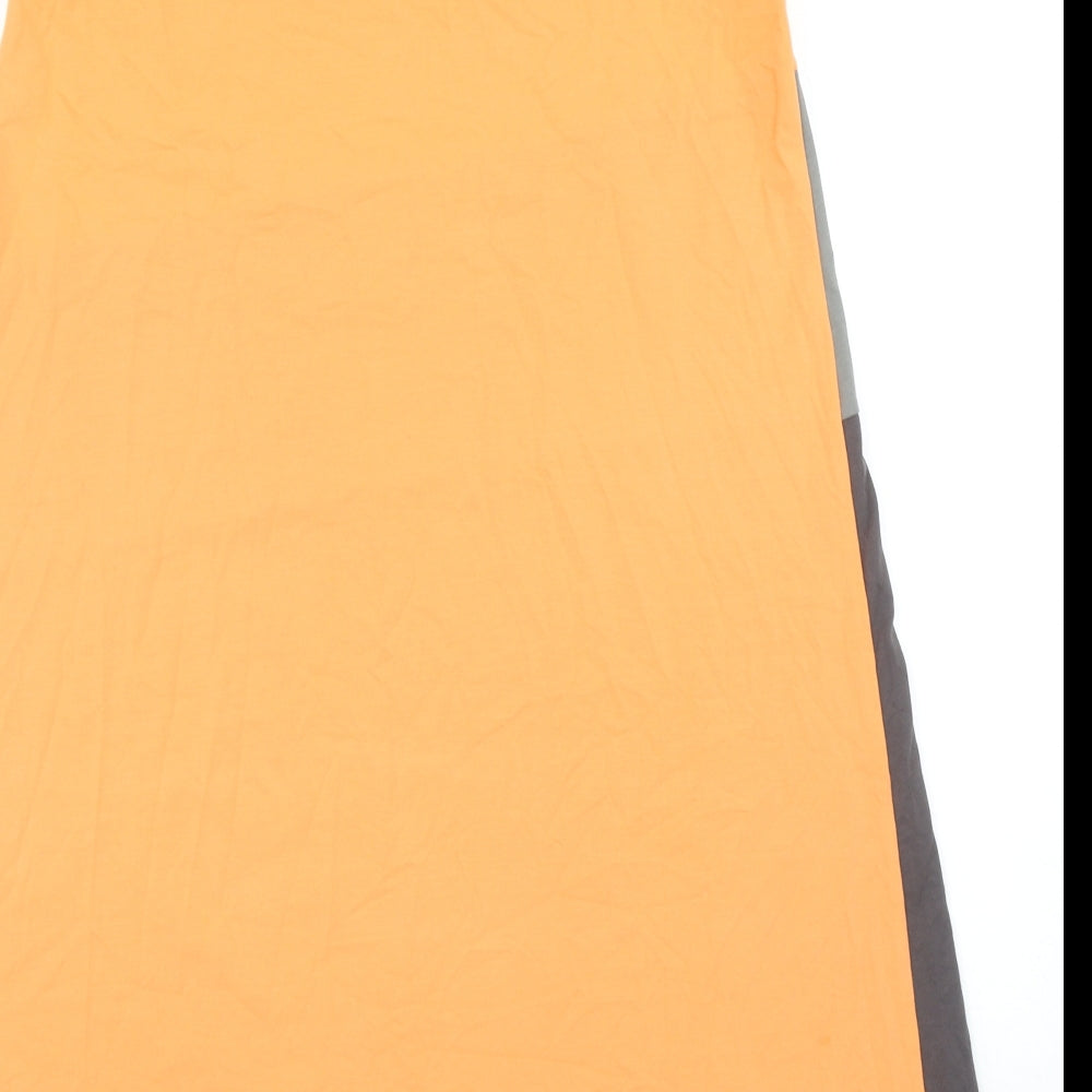 Preworn Womens Orange Colourblock Polyester Shift Size M V-Neck Pullover