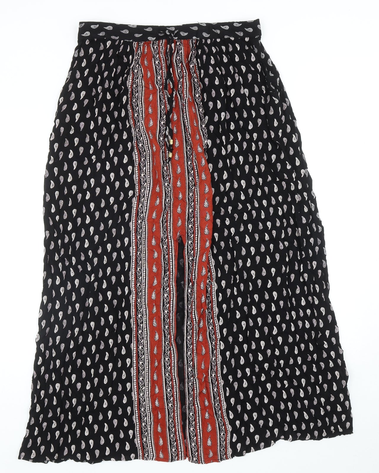 Atmosphere Womens Black Geometric Viscose Flare Skirt Size 16 Drawstring