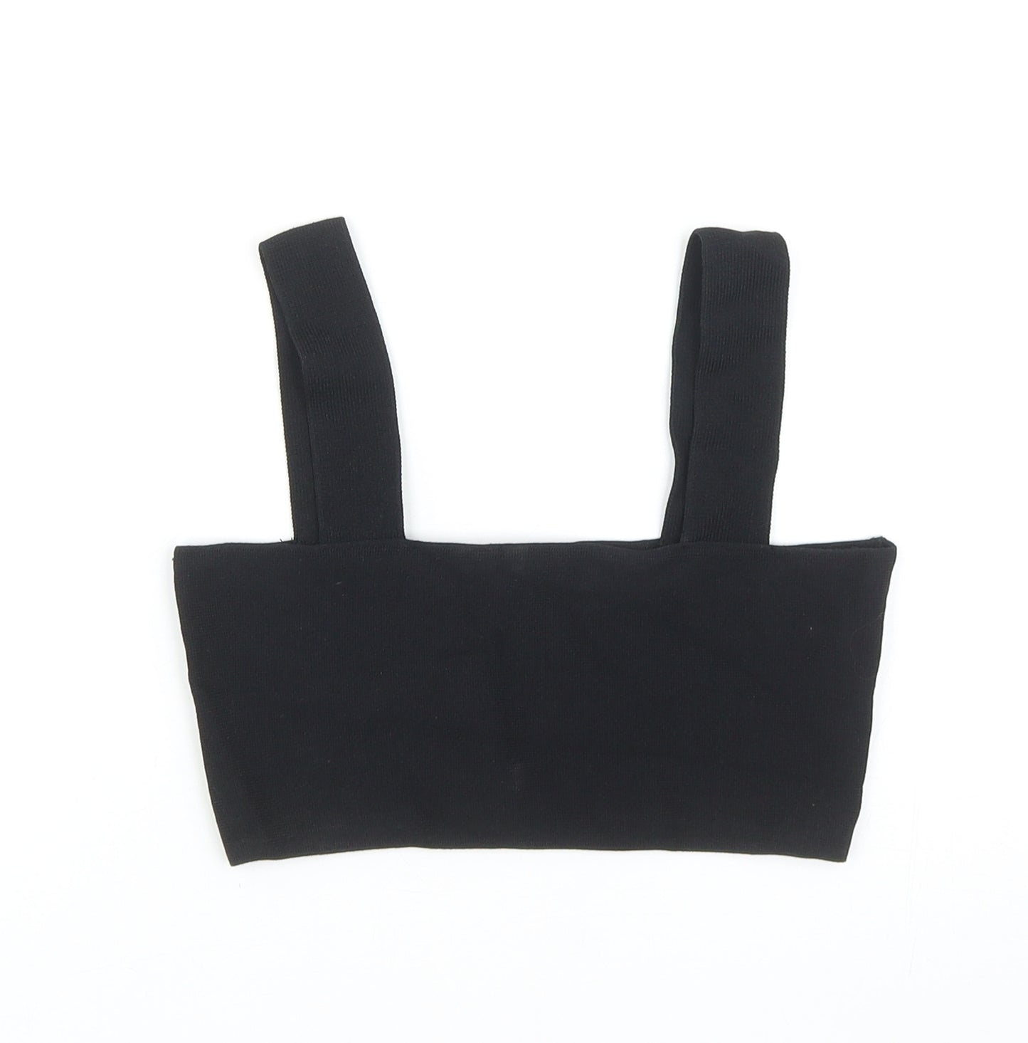 Zara Womens Black Viscose Cropped Tank Size S Off the Shoulder