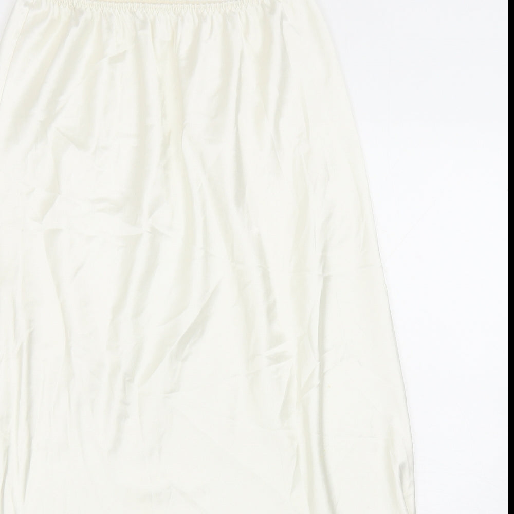 Preworn Womens White Polyester Flare Skirt Size 25 in