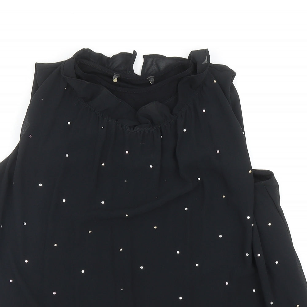 NEXT Womens Black Polyester Basic Tank Size 12 Round Neck
