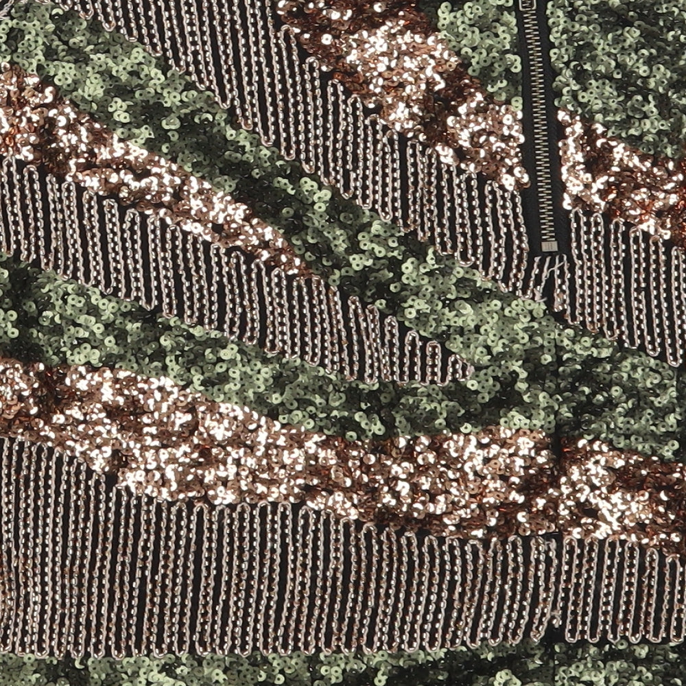 H&M Womens Black Geometric Polyester Mini Skirt Size 10 Zip