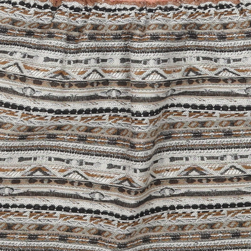 Zara Girls Ivory Geometric Cotton Mini Skirt Size 13-14 Years Regular Pull On