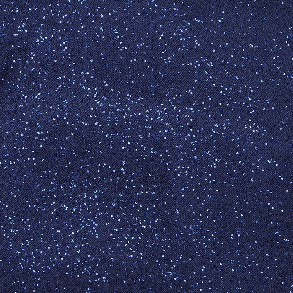 M&Co Womens Blue Round Neck Polyester Pullover Jumper Size 18