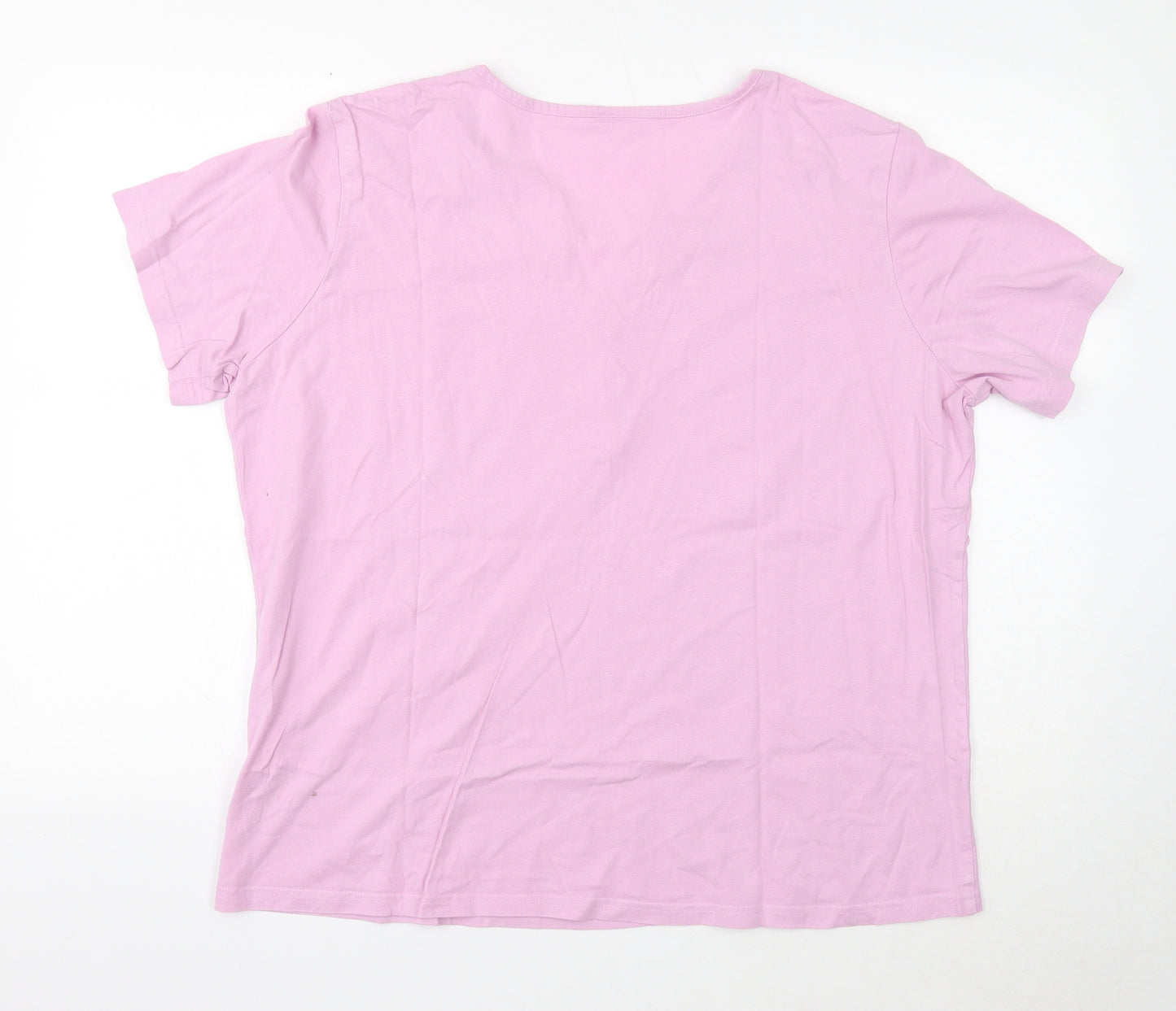 Damart Womens Purple Geometric Cotton Basic T-Shirt Size XL V-Neck