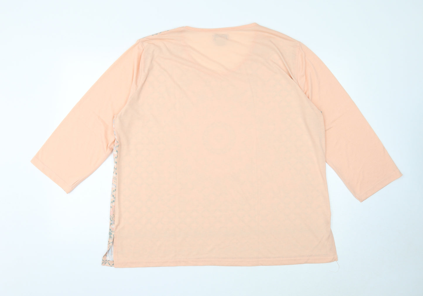 Atlas For Women Womens Orange Geometric Polyester Basic T-Shirt Size 24 Round Neck