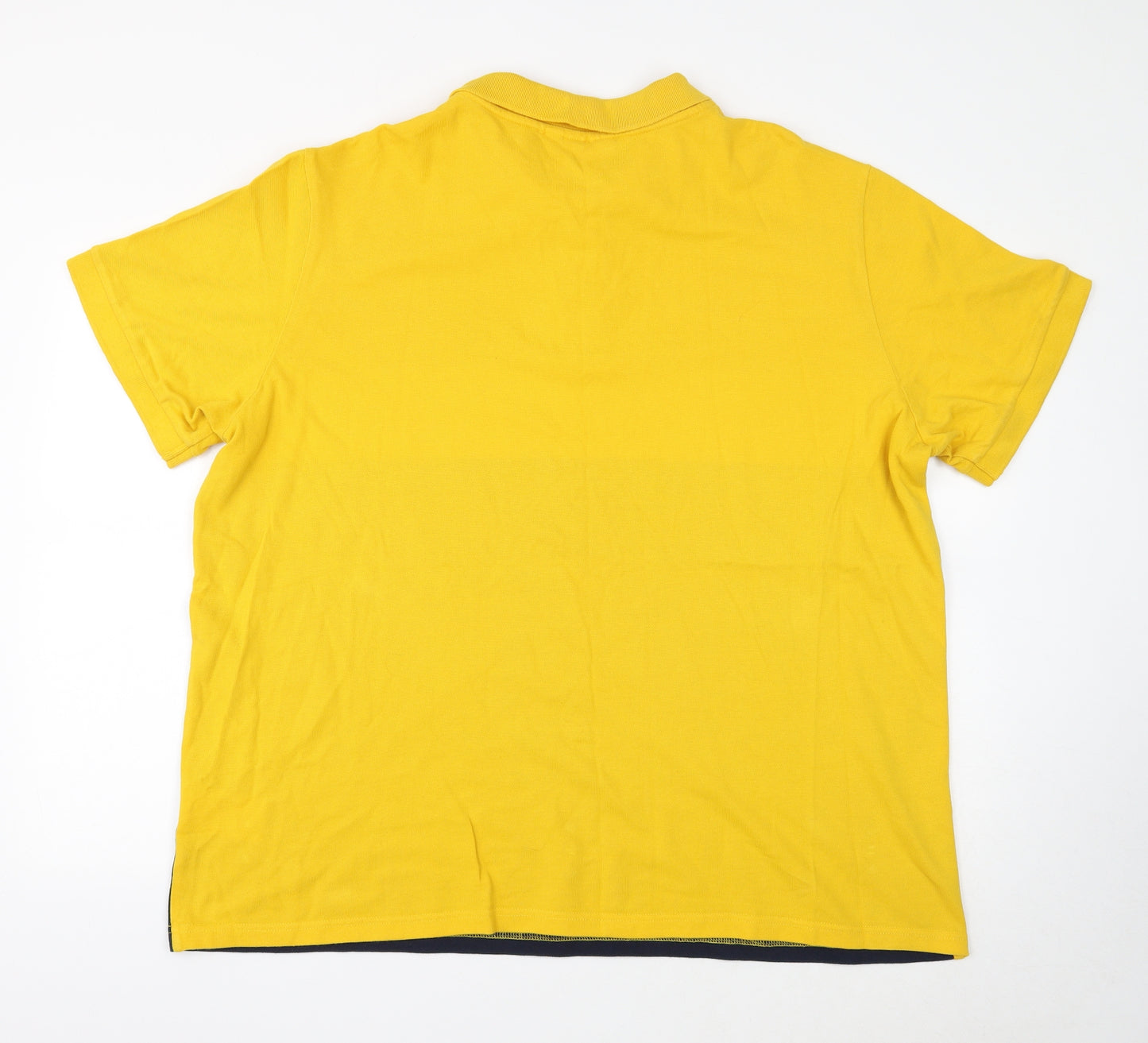 TOG24 Mens Yellow Colourblock Cotton Polo Size 3XL Collared Button
