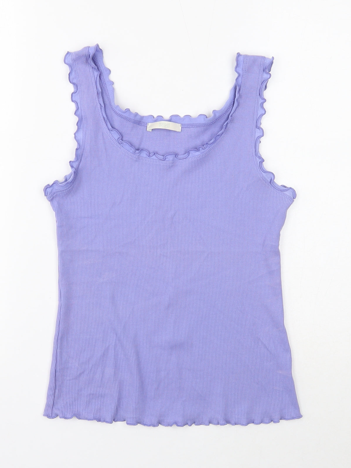 Marks and Spencer Womens Purple Cotton Basic Tank Size 12 Scoop Neck