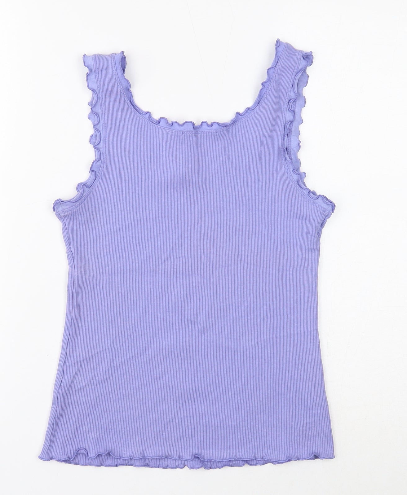 Marks and Spencer Womens Purple Cotton Basic Tank Size 12 Scoop Neck
