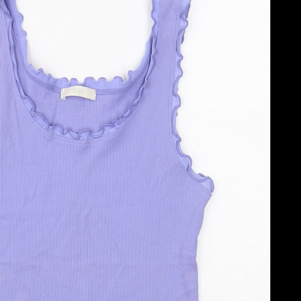 Marks and Spencer Womens Purple Cotton Basic Tank Size 12 Scoop Neck