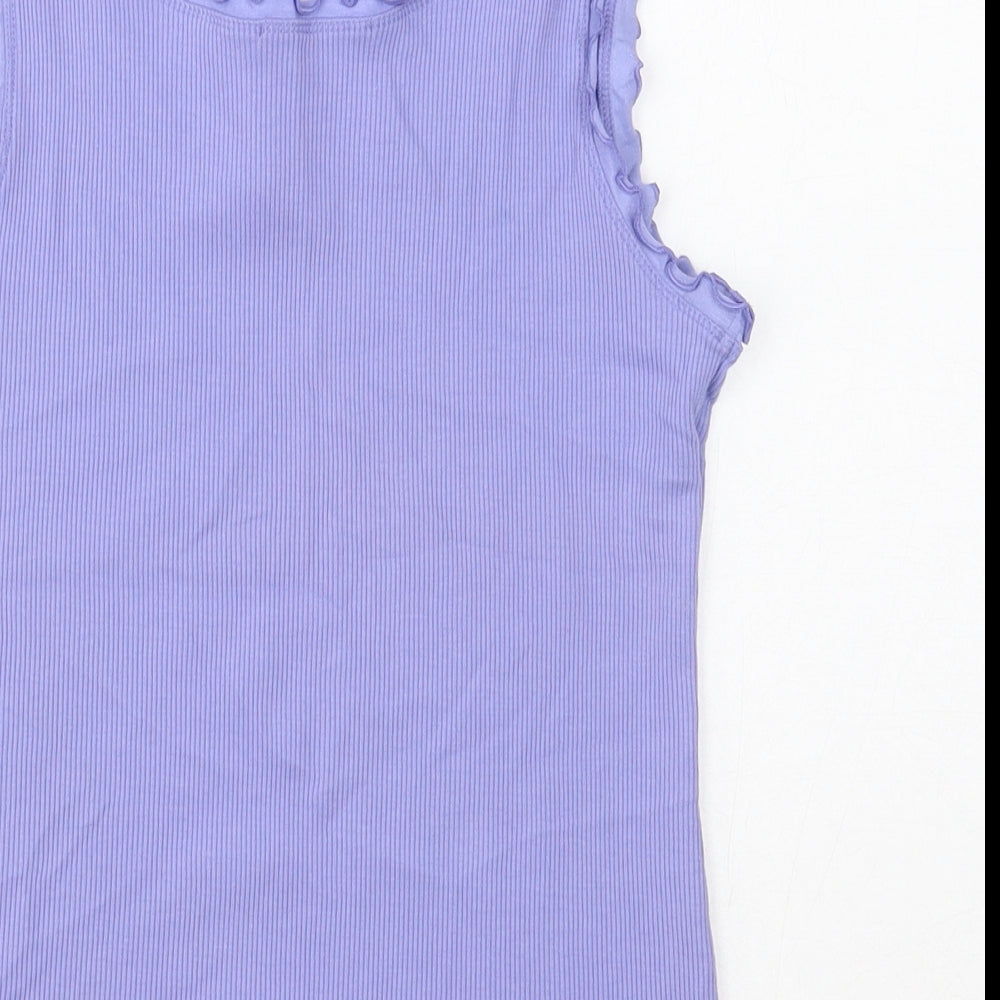 Marks and Spencer Womens Purple Cotton Basic Tank Size 12 Scoop Neck
