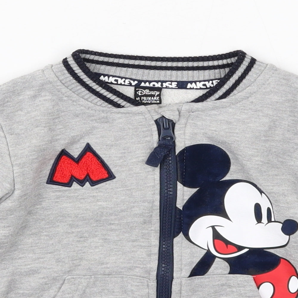 Primark Girls Grey Cotton Full Zip Sweatshirt Size 2 Years Zip - Mickey Mouse