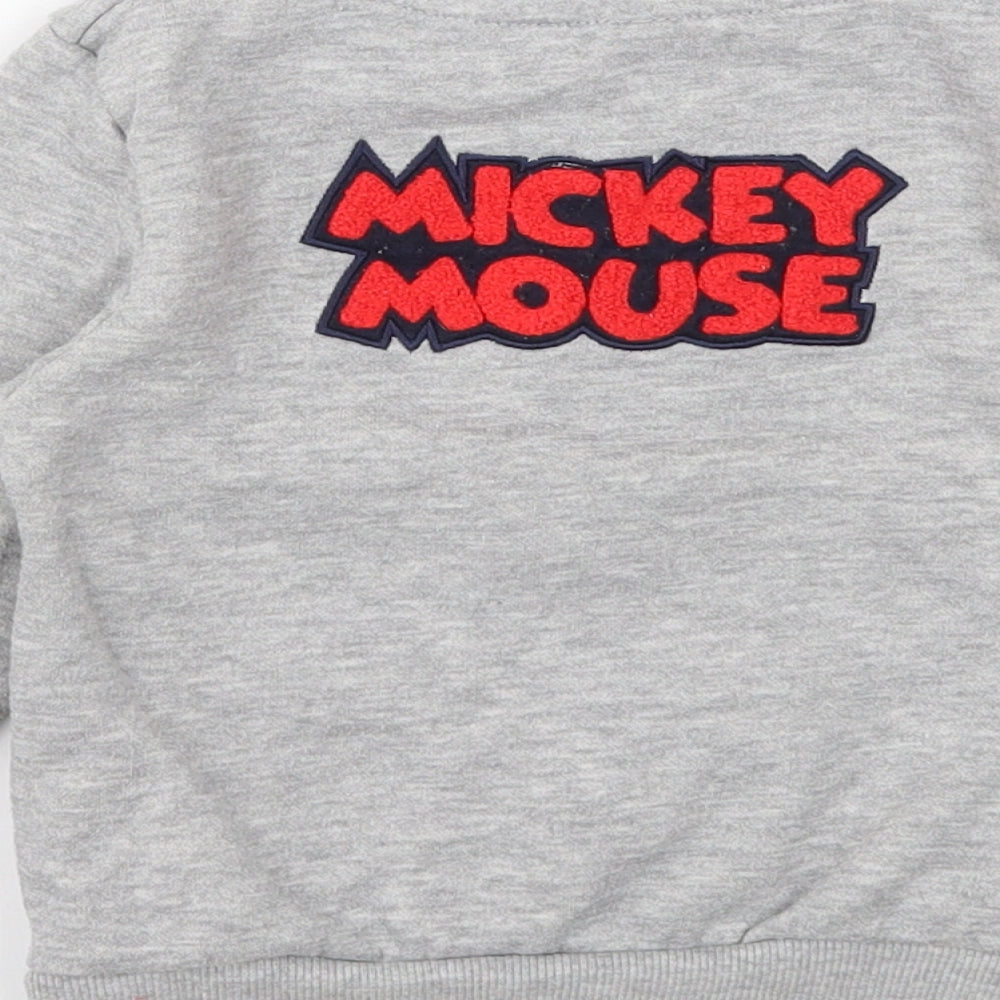 Primark Girls Grey Cotton Full Zip Sweatshirt Size 2 Years Zip - Mickey Mouse