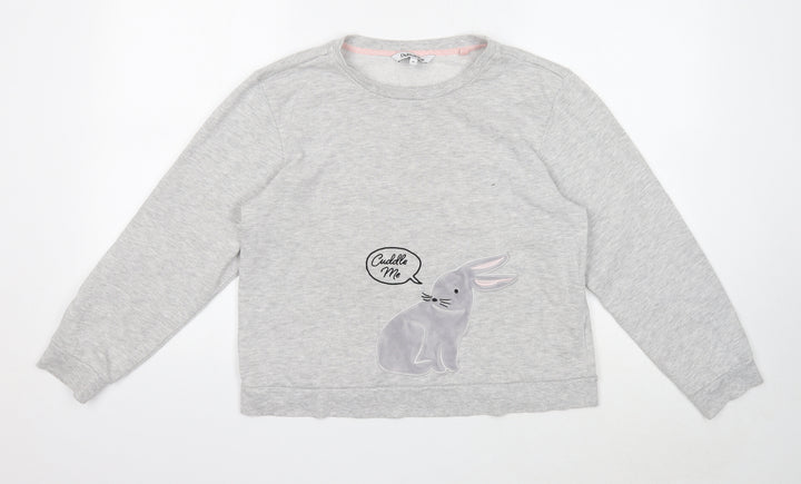 Debenhams Womens Grey Cotton Pullover Sweatshirt Size 14 Pullover - Cuddle me