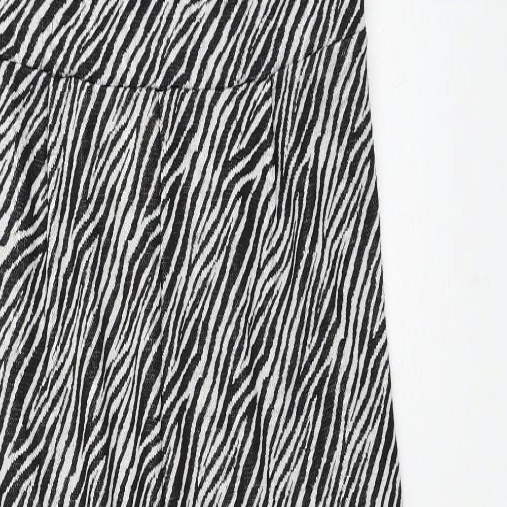 PRETTYLITTLETHING Womens Black Animal Print Polyester Jumpsuit One-Piece Size 10 Pullover - Zebra print