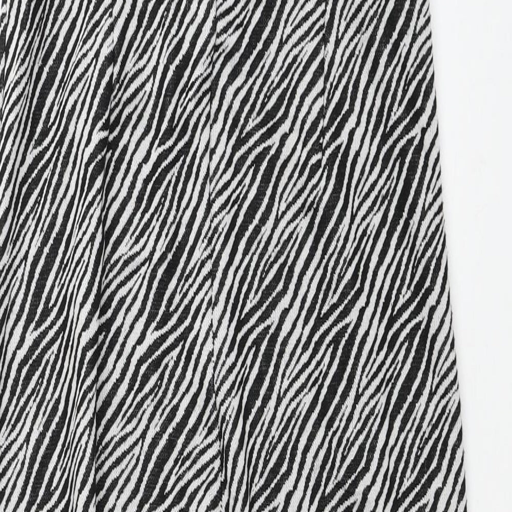 PRETTYLITTLETHING Womens Black Animal Print Polyester Jumpsuit One-Piece Size 10 Pullover - Zebra print