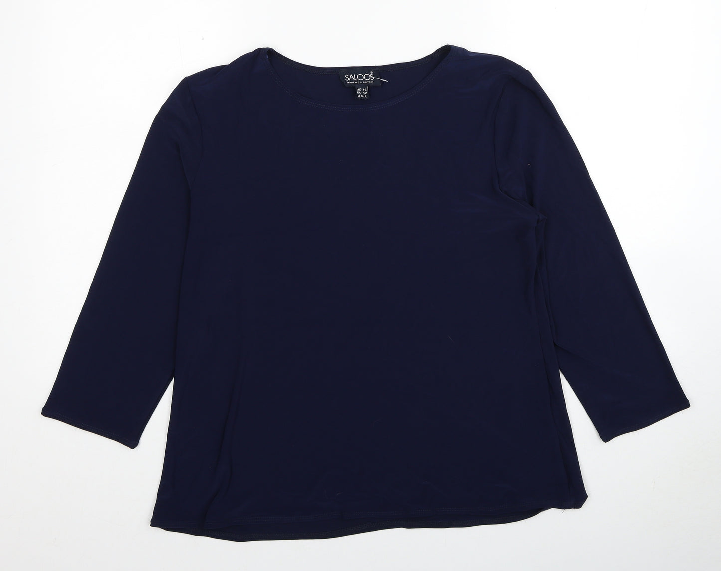 Saloos Womens Blue Polyester Basic T-Shirt Size 16 Round Neck