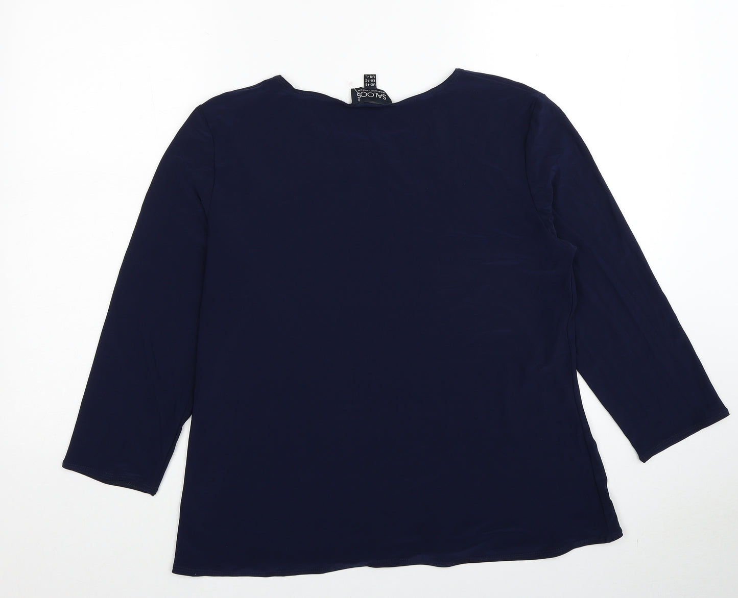 Saloos Womens Blue Polyester Basic T-Shirt Size 16 Round Neck
