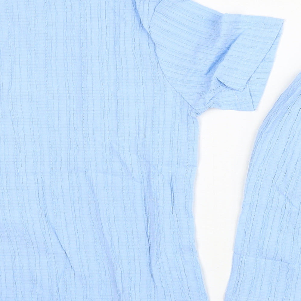 SheIn Boys Blue Polyester Basic Button-Up Size 11-12 Years Collared Button - Shirt & Short Co-ord