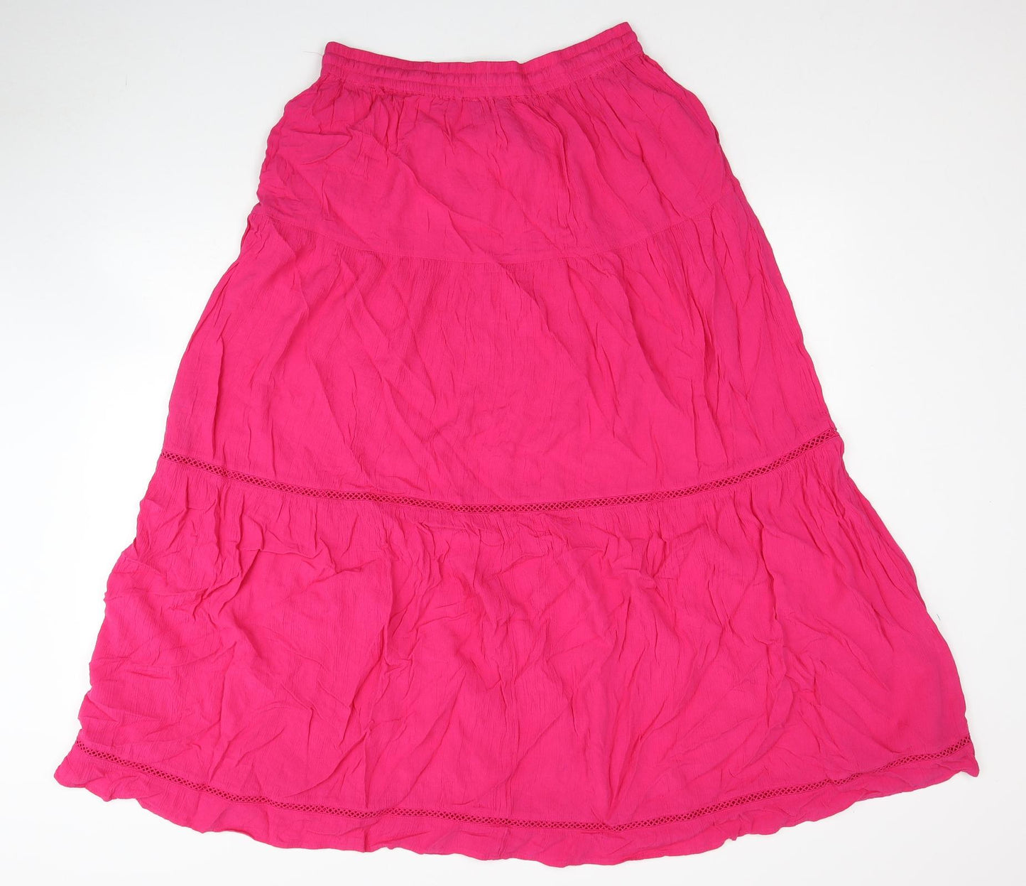 Marks and Spencer Womens Pink Viscose Peasant Skirt Size 10 Drawstring