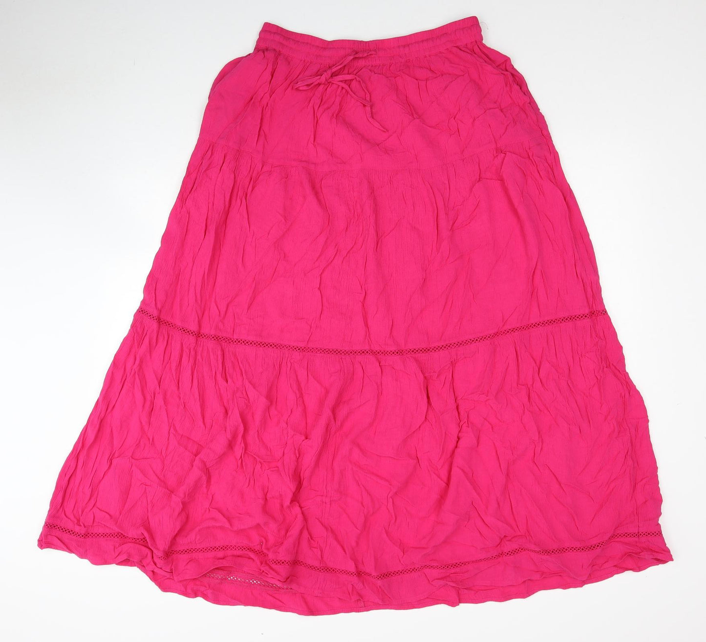 Marks and Spencer Womens Pink Viscose Peasant Skirt Size 10 Drawstring