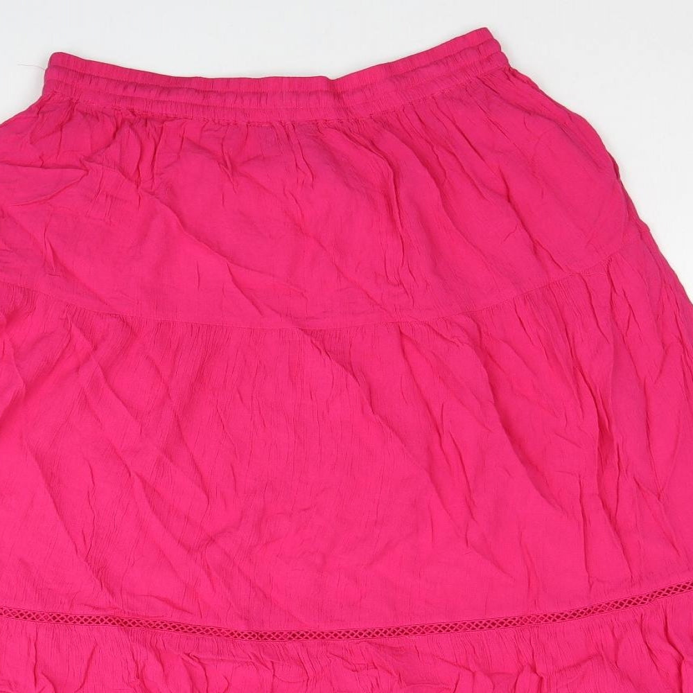 Marks and Spencer Womens Pink Viscose Peasant Skirt Size 10 Drawstring