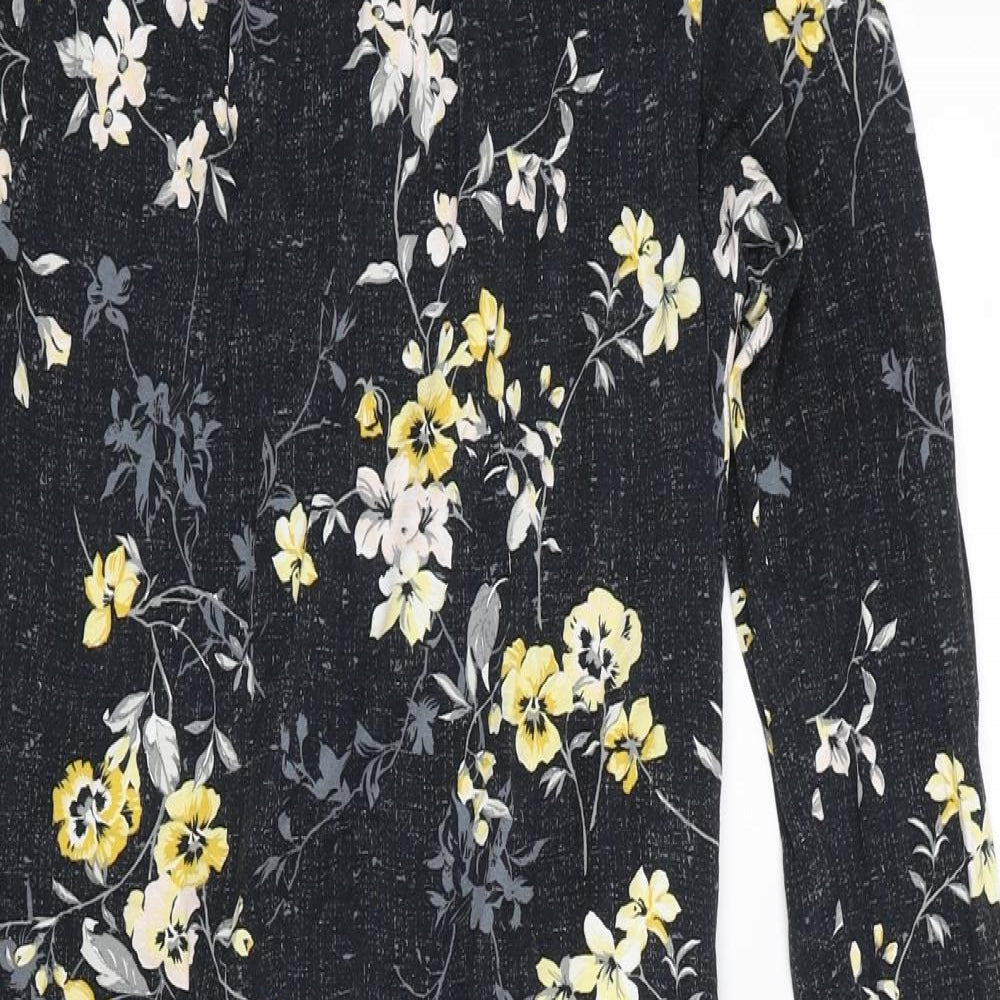Warehouse Womens Black Floral Viscose Pencil Dress Size 14 Round Neck Pullover