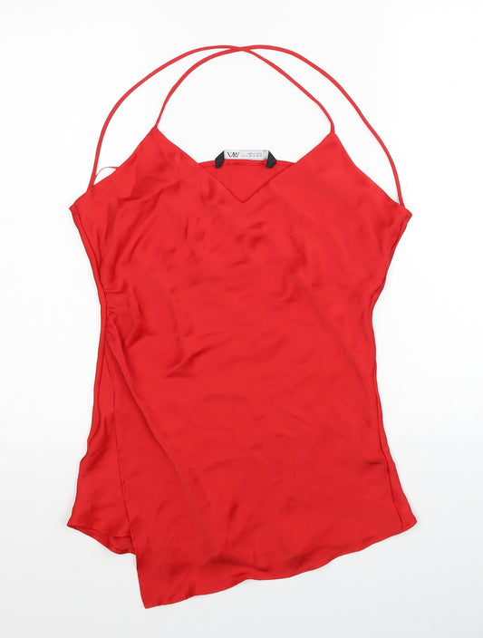 Zara Womens Red Polyester Mini Size S Halter Pullover