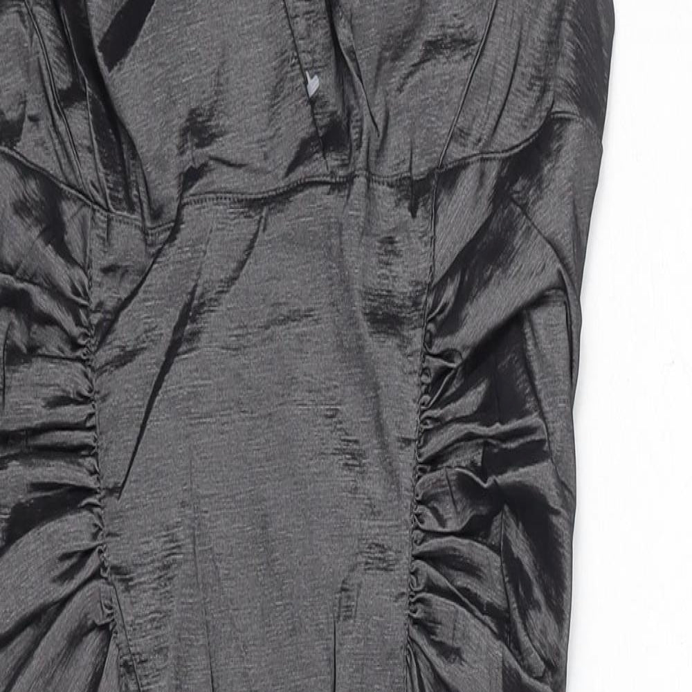 Adrianna Papell Womens Grey Polyester Pencil Dress Size 8 V-Neck Zip