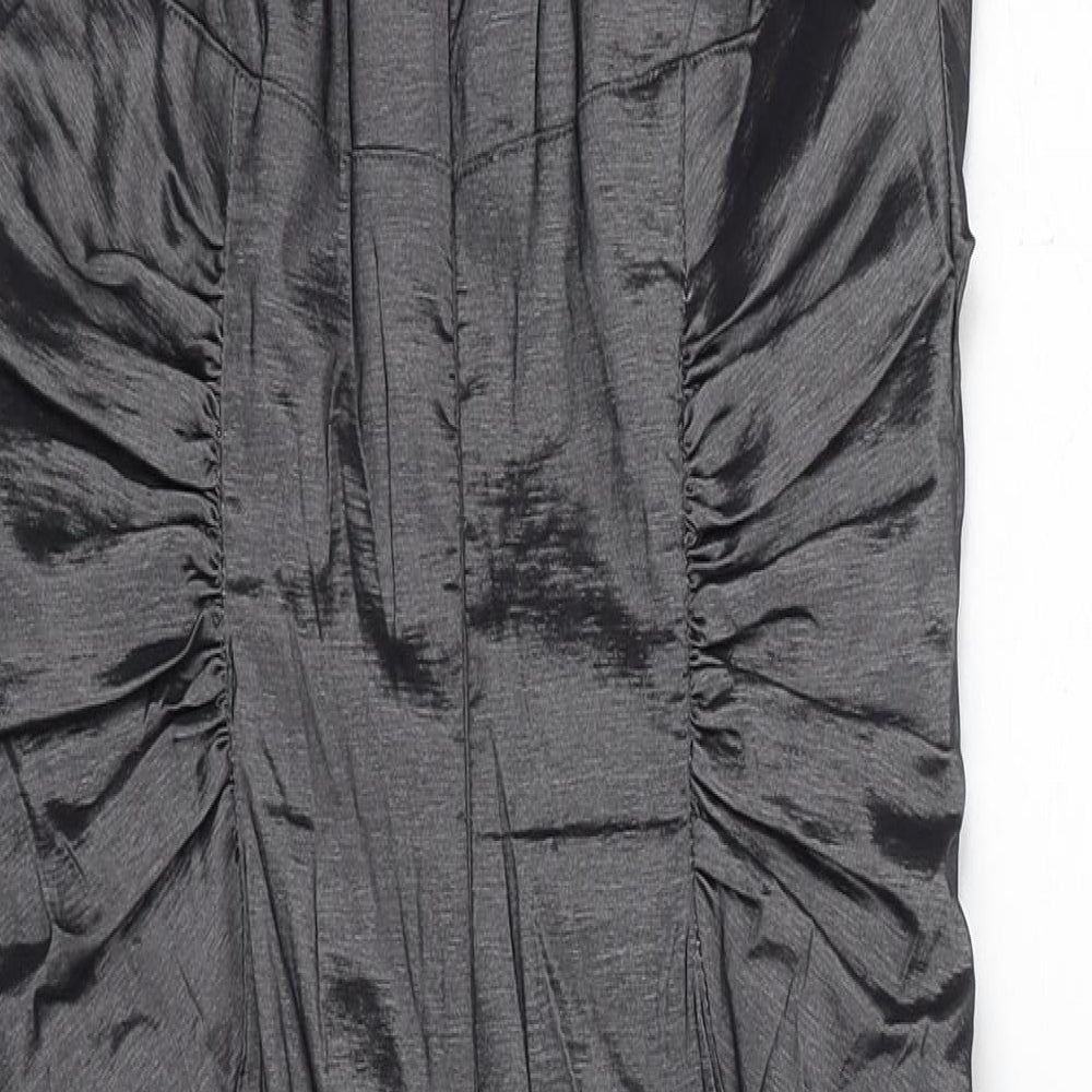 Adrianna Papell Womens Grey Polyester Pencil Dress Size 8 V-Neck Zip
