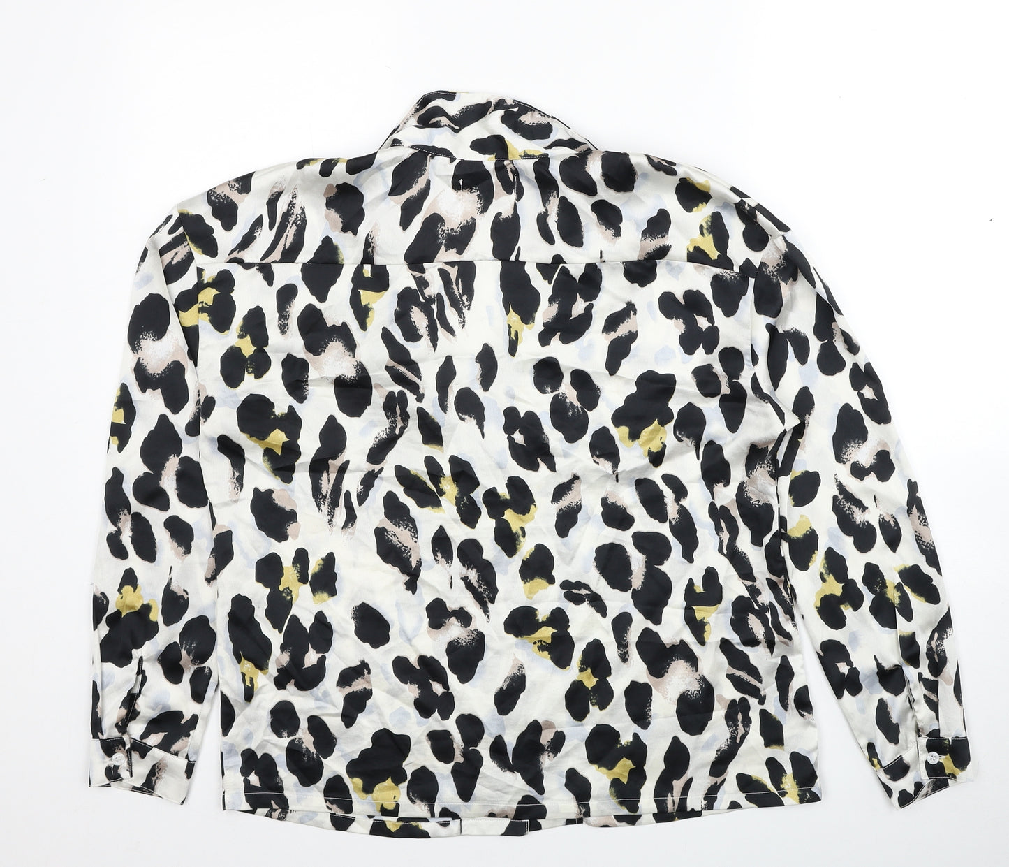 In the Style Womens Multicoloured Animal Print Polyester Basic Button-Up Size 10 Collared - Leopard Pattern