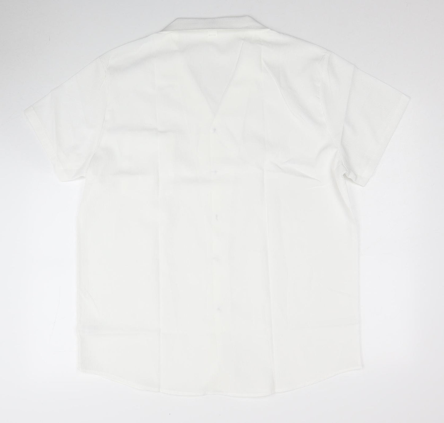 Preworn Womens White Linen Basic Button-Up Size L Collared