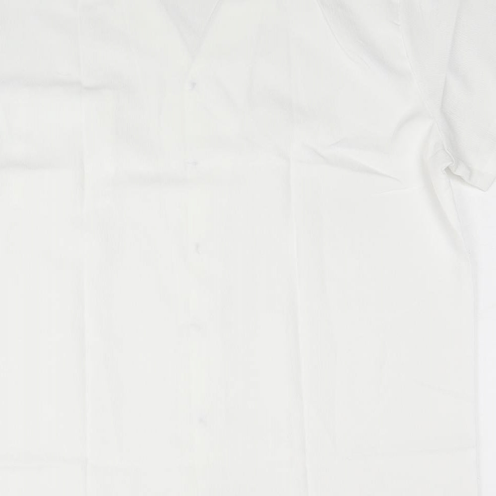 Preworn Womens White Linen Basic Button-Up Size L Collared
