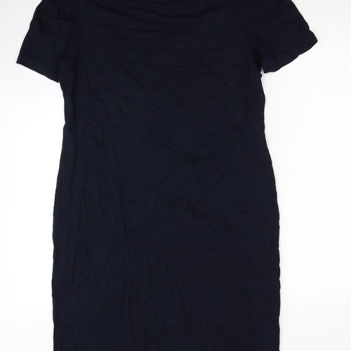 Marks and Spencer Womens Blue Viscose A-Line Size 12 Boat Neck Pullover