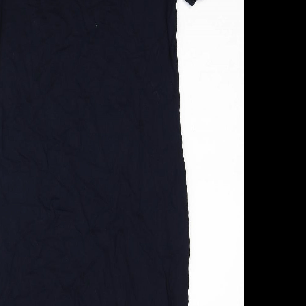 Marks and Spencer Womens Blue Viscose A-Line Size 12 Boat Neck Pullover