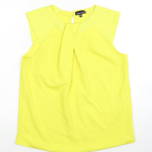 Warehouse Womens Yellow Viscose Basic Blouse Size 10 Round Neck
