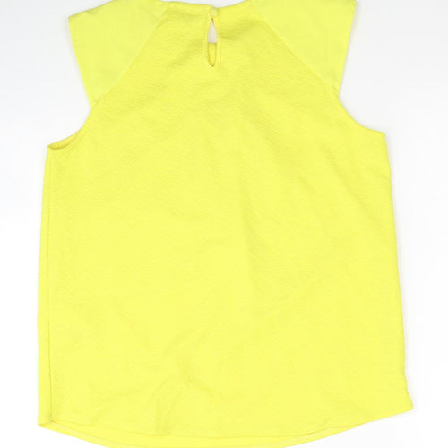 Warehouse Womens Yellow Viscose Basic Blouse Size 10 Round Neck