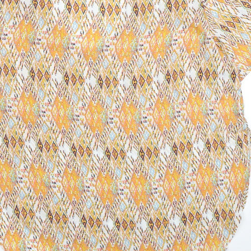 Preppy Womens Orange Geometric Polyester Basic Blouse Size M Scoop Neck
