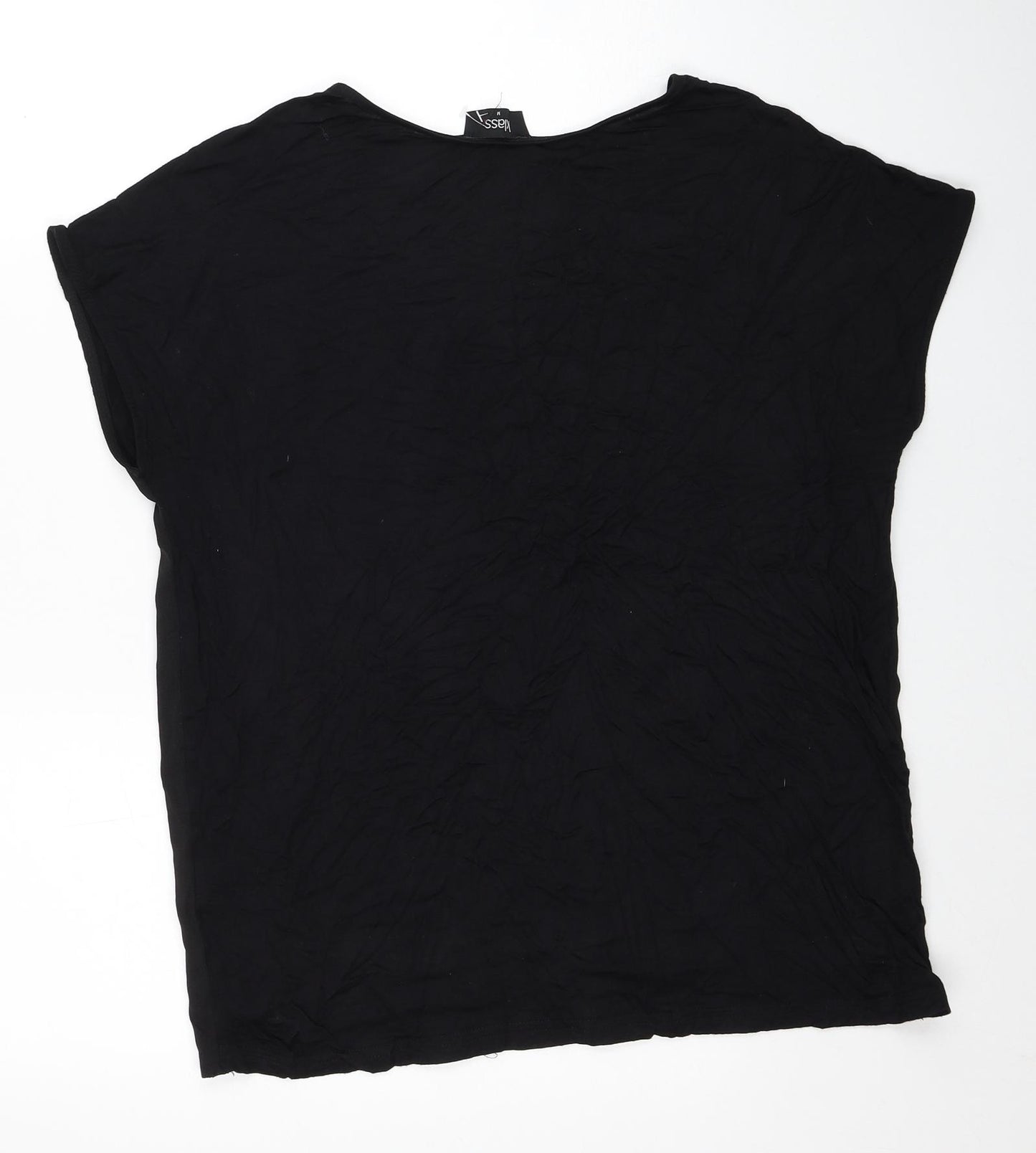 Klass Womens Black Polyester Basic T-Shirt Size M Round Neck