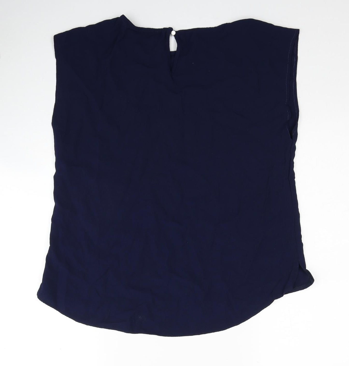 Roman Womens Blue Polyester Basic Blouse Size 16 Round Neck