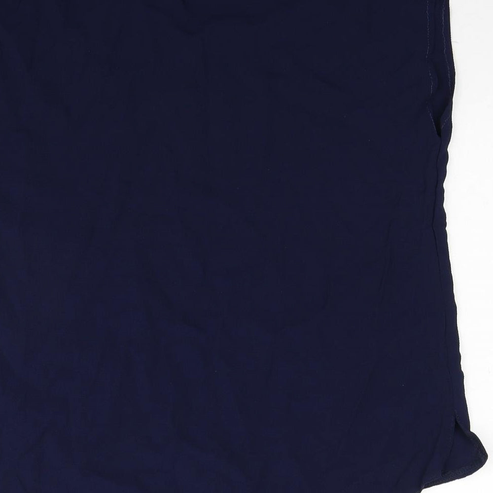 Roman Womens Blue Polyester Basic Blouse Size 16 Round Neck