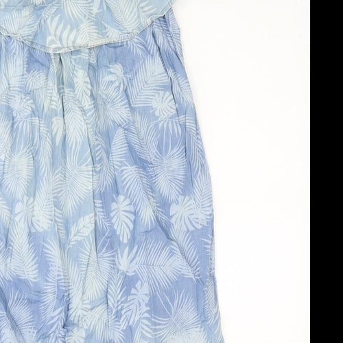 Dorothy Perkins Womens Blue Floral Cotton Fit & Flare Size 12 Off the Shoulder Pullover
