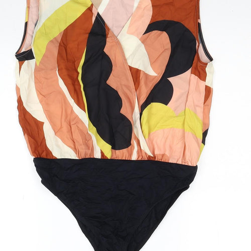 Spring Womens Multicoloured Geometric Polyester Bodysuit One-Piece Size 12 Snap
