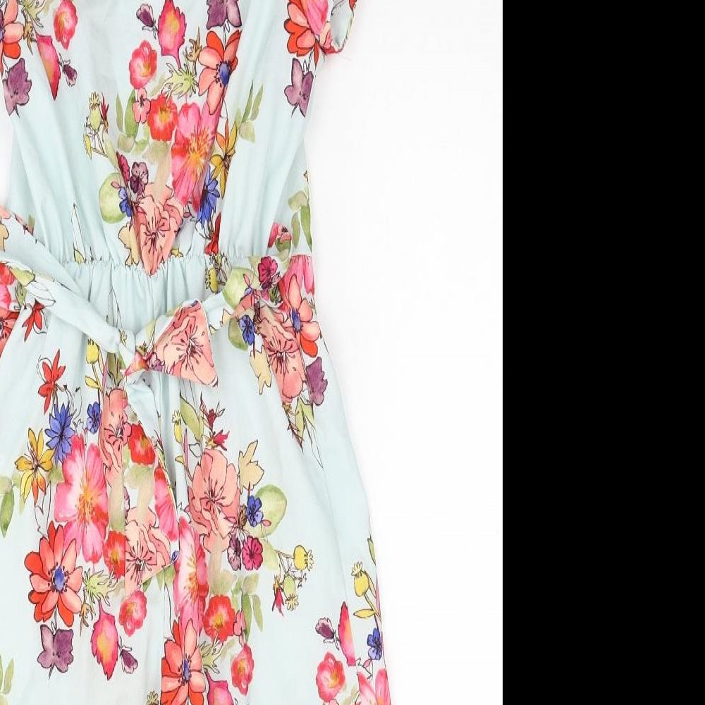 NEXT Girls Blue Floral Polyester Jumpsuit One-Piece Size 6 Years Button