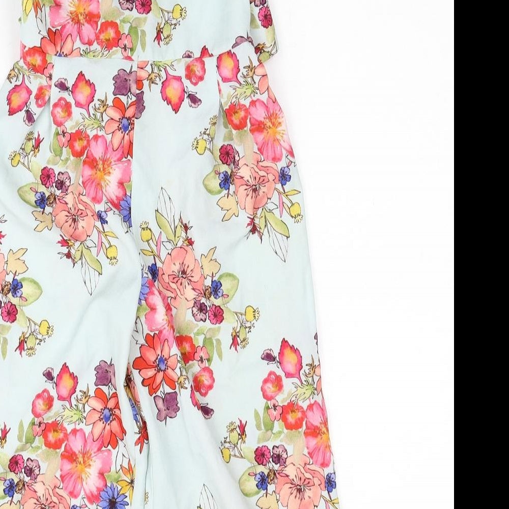 NEXT Girls Blue Floral Polyester Jumpsuit One-Piece Size 6 Years Button
