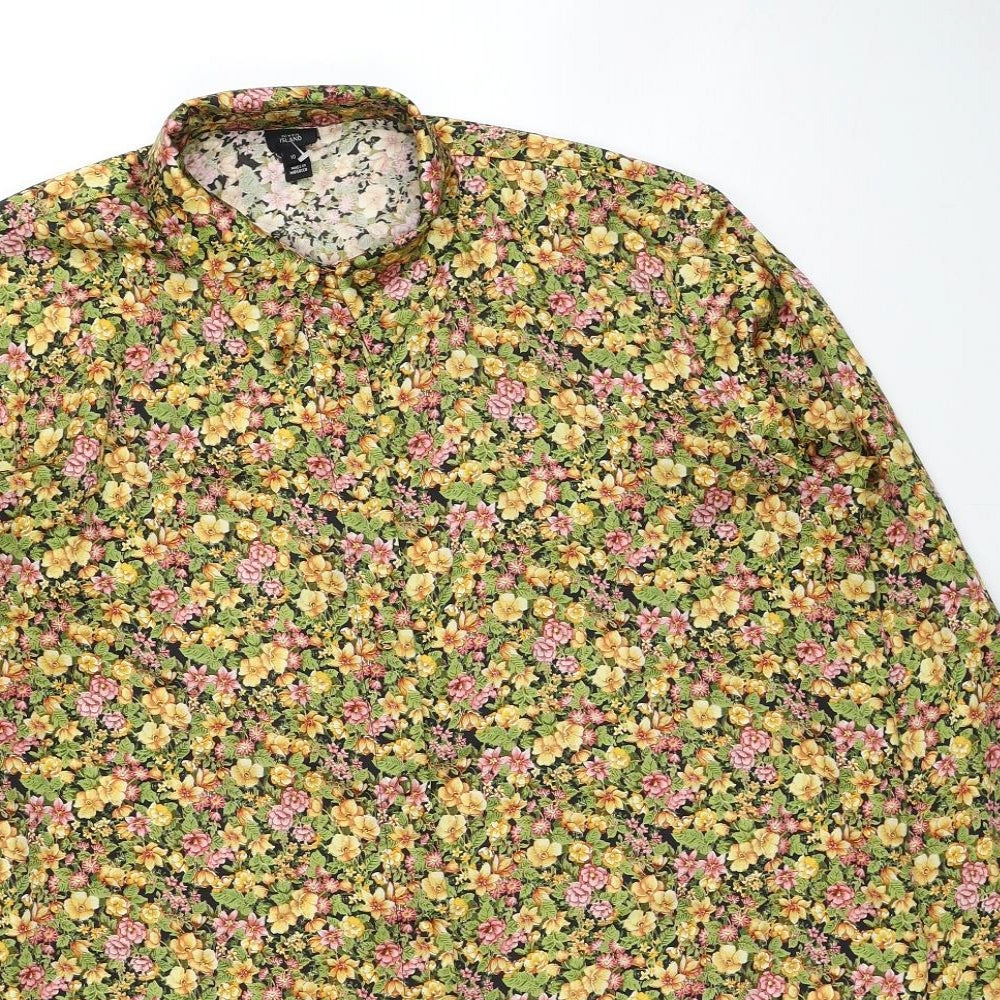 River Island Womens Multicoloured Floral Polyester Basic Button-Up Size 10 Collared
